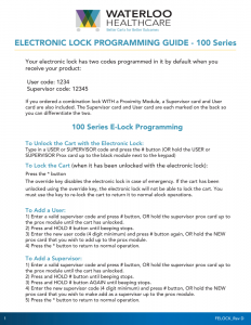 Elock Programming Guide 100 Series thumbnail